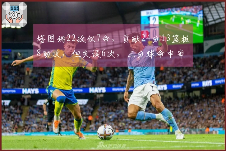 塔图姆22投仅7命，贡献24分13篮板8助攻，但失误6次，三分球命中率仅20%